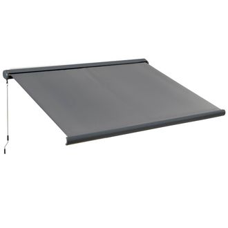 Matteo Electric Retractable Full-Cassette Patio Awning, Remote Control, Grey