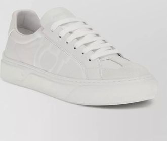 Ferragamo leather sneakers round toe flat sole