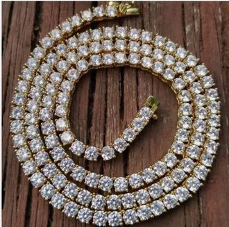 Pompeii3 15 20Ct TW Round Cut lab Grown Diamond Tennis Necklace 14K Yellow Gold