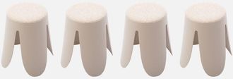 Sweeek Taburetes apilable de borreguito texturizado, set de 4