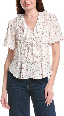 Alberta Ferretti Philosophy Pintuck Printed Ruffled Top