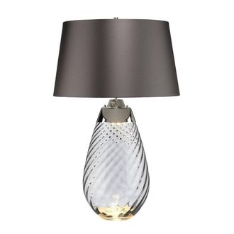 Netlighting Lena 2 Light Large Smoke Table Lamp Smoketinted Glass Slate Shade E27 in Black