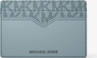 Michael Kors Hudson Pebbled Leather and Signature Logo Money Clip Card Case