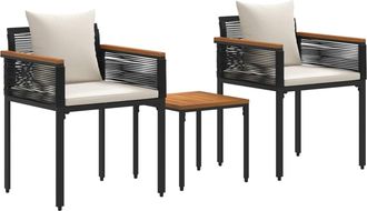 vidaXL Juego De Muebles De Exterior Negro Y Crema Rat&aacute;n Sint&eacute;tico Vidaxl