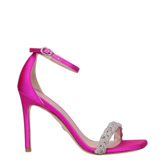 Stuart Weitzman Roze Satijnen Stiletto Hak Sandalen