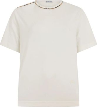 Burberry T-shirt met strikdetail op de mouw van katoen - Dames - T-shirts - Wit - XS - Katoen - Tops