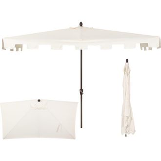 Jonathan Y Designs Sidney 9 ft. Classic MidCentury Rectangular Half Market Patio Umbrella with Crank, Wind Vent and UV Protection in Cream at Nordstrom