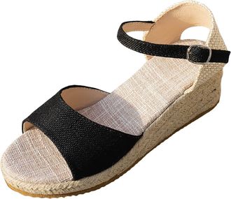 Generic Womens Platform Espadrille Wedge Sandals Open Toe Sandals Orthopedic with Arch Support Comfortable Running Padded Footbed Platform Sandal
