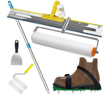 OEM Kit De Herramientas Para Cemento Autonivelante, Rodillo De Burbujas De 11 Mm, Zapata Niveladora De 30 Mm Con Almohadilla Niveladora Puntiaguda, Raspad