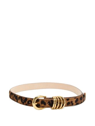 D&eacute;hanche leopard-print calf-hair belt - Bruin