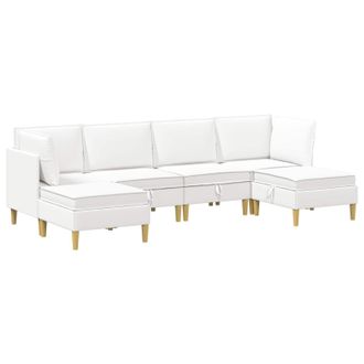 vidaXL Juego De Sof&aacute; Modular Con Almacenamiento 6 Pcs Blanco Tela Vidaxl