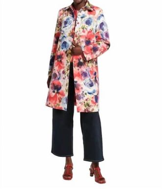 Frances Valentine Balmacaan Super Bloom Coat In Multicolor