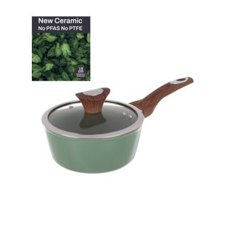 KASANOVA Casseruola un manico 18 cm con coperchio verde New Ceramic