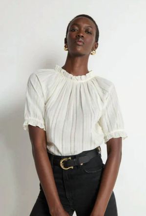 Nation Ltd Whitney Ruffle Top In Porcelain