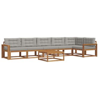 vidaXL Conjunto De Sof&aacute;s De Exterior 7 Pcs Gris Natural Y Claro Vidaxl