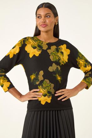 Roman Sparkly Floral Print Knit Jumper