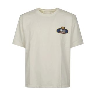 Rhude T-Shirts, male, White, Size: S Racing Crest Tee
