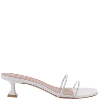 Amina Muaddi Sculpted Heel Sandals With Transparent Pvc Strap