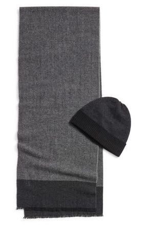 Nordstrom Wool & Cashmere Beanie & Scarf Set in Black at Nordstrom Rack