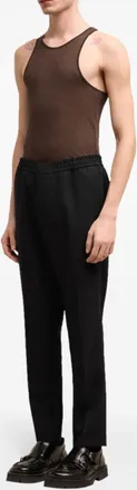 Ami Mens Wool Tailored Trousers Black