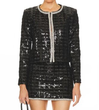 Alice & Olivia Sequin Tweed Jacket In Black