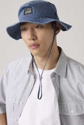 Levi's Cappello da pescatore con cordino Bay - Uomo - L - Blu / Ocean Indigo Wash