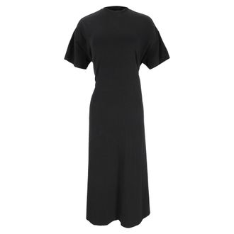 Proenza Schouler Short-Sleeve Midi Dress in Black Cotton