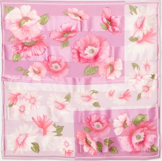 Oscar De La Renta Oscar De La Renta Purple Floral Print Silk Scarf