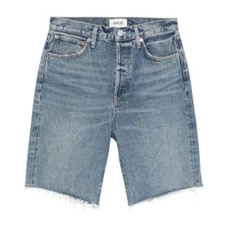 A Gold E Riley High-Rise Distressed Denim Shorts - Dames - Denim shorts - Blauw - W26 - Denim - Korte Broeken