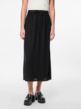 Pieces Sommerrock »PCPIA MW ANKLE SKIRT WVN NOOS« mit Leinen