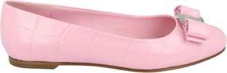 Ferragamo Varina Croco Embossed Ballerina Flats