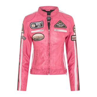 Infinity Leather Dames Biker Racing Badges Fuchsia-leren jas-Eastleigh