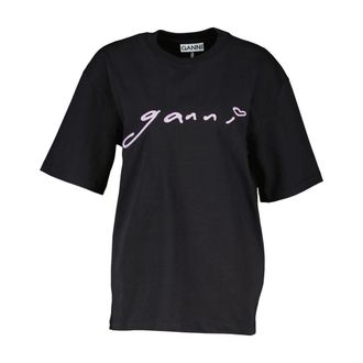 Ganni Relaxed Fit Cotton T-Shirt - Black