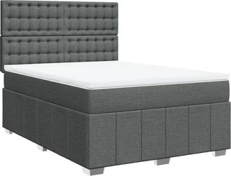 vidaXL Vidaxl - Cama Box Spring Con Colch&oacute;n Tela Gris Oscuro 140x200 Cm