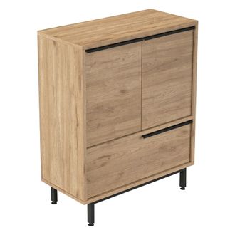 Dmora Aparador Rive, Alacena 3 Estantes, 3 Puertas, 3 Espacios, 75x36x90h Cm Roble Marr&oacute;n