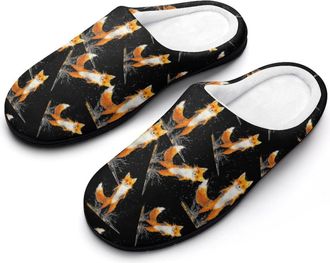Generic Watercolor Fox Cotton Slippers for Women Indoor Outdoor Slipper Slip-On Memory Foam Home Shoes