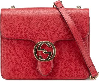 Gucci Pre-owned Womens Interlocking G Shoulder Bag - Red Leather - One Size