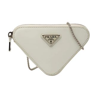 Prada Pre-owned Triangle Pouch with Chain - Dames - Pre-owned - Wit - Maat: ONE Size