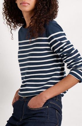 Seasalt Cornwall Sailor Stripe Organic Cotton Top in Falmouth Breton Maritime Chalk at Nordstrom, Size 10 Us