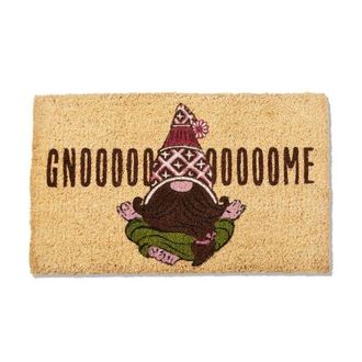 Tag Gnoooooome Sentiment Gnomie Themed Coir Door Mat Beige in Yellow at Nordstrom, Size Medium