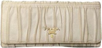 Prada Pre-owned Wallets, female, Beige, Size: ONE SIZE Pre-owned Leather Wallet