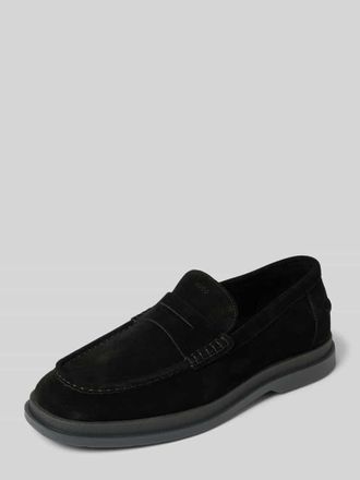 HUGO BOSS Lederloafers mit Label-Details Modell Chaol in Black, Gr&ouml;&szlig;e 44