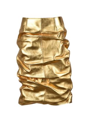 We11done Leather Midi Skirt - Gold