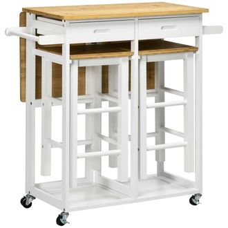 HOMCOM Conjunto de bar 86x75.5x83.5 cm natural y blanco