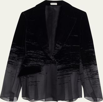 GRACE LING Glitch Devore Velvet Chiffon Tailored Jacket