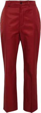 Saint Laurent straight-leg cotton trousers - women - Cotton/Cotton - 38 - Red
