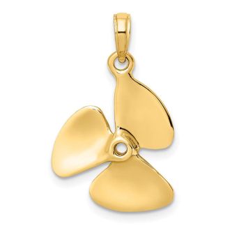 Diamond2Deal 14k Gold 3-D Polished Three Blade Propeller Charm