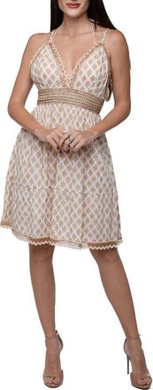 Ranee&rsquo;s Plunge Neck Tiered Dress in Beige at Nordstrom Rack, Size Large/x-Large