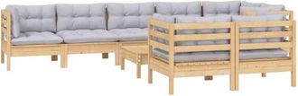 vidaXL Juego De Muebles De Jard&iacute;n 9 Pzas Y Cojines Madera Maciza Pino Vidaxl
