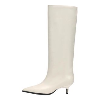 Cesare Gaspari Botas de Piel hasta la Rodilla Puntiagudas - Shoes - Mujer - Blanco - 38 EU